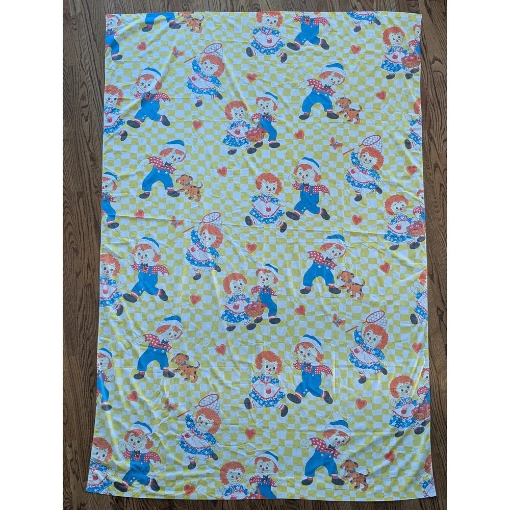 Vintage 70s Raggedy Ann & Andy JCPenney Twin Sheet + Pillowcase Retro